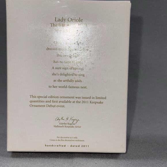 Hallmark 2011 Lady Oriole The Beauty of Birds Special Edition Ornament RARE - Picture 11 of 16